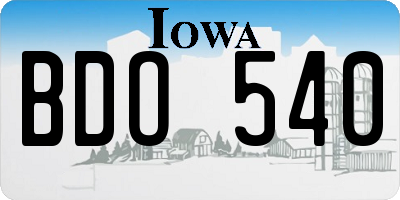 IA license plate BDO540