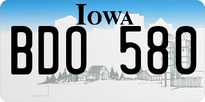 IA license plate BDO580