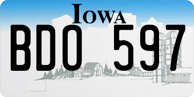 IA license plate BDO597