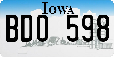 IA license plate BDO598