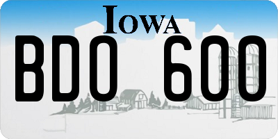 IA license plate BDO600