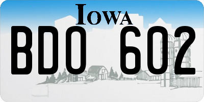 IA license plate BDO602