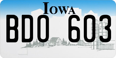 IA license plate BDO603