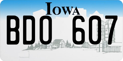 IA license plate BDO607