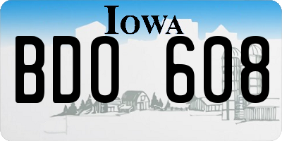 IA license plate BDO608