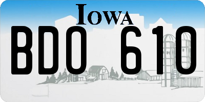 IA license plate BDO610