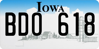 IA license plate BDO618