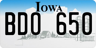 IA license plate BDO650