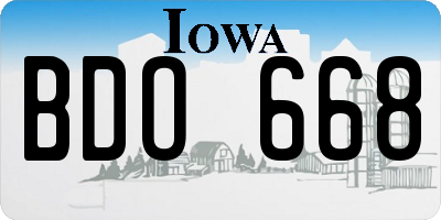 IA license plate BDO668
