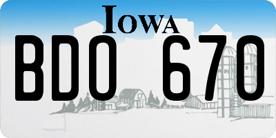 IA license plate BDO670