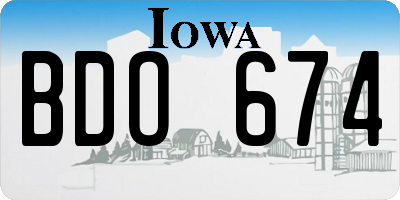 IA license plate BDO674