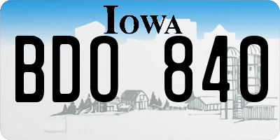 IA license plate BDO840