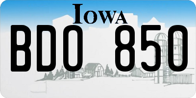 IA license plate BDO850