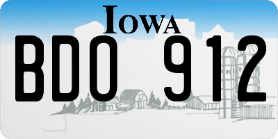 IA license plate BDO912