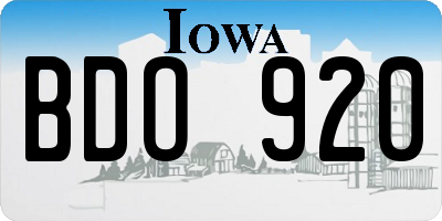 IA license plate BDO920