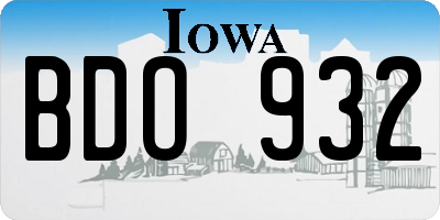 IA license plate BDO932
