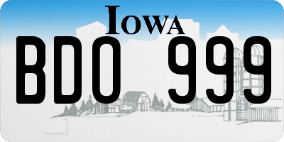 IA license plate BDO999