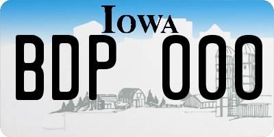 IA license plate BDP000