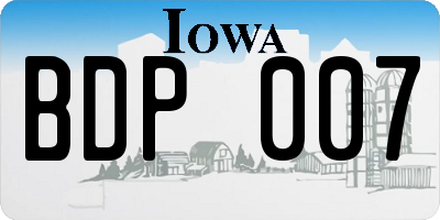 IA license plate BDP007