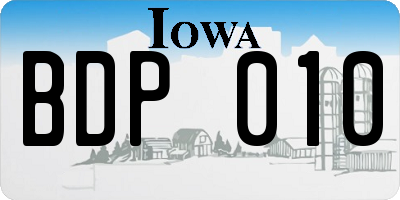 IA license plate BDP010