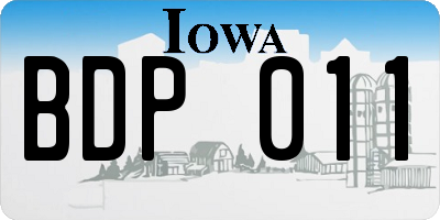 IA license plate BDP011