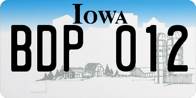 IA license plate BDP012