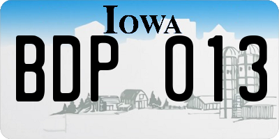 IA license plate BDP013