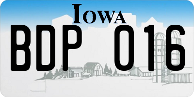 IA license plate BDP016