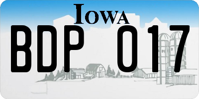IA license plate BDP017