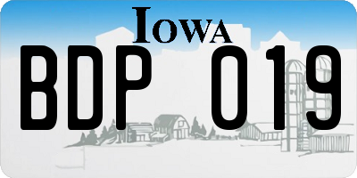 IA license plate BDP019