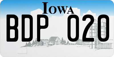 IA license plate BDP020