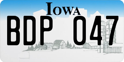 IA license plate BDP047