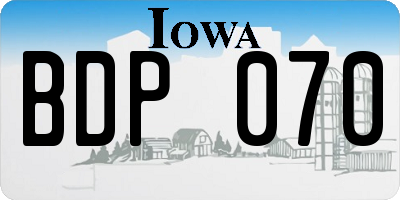 IA license plate BDP070