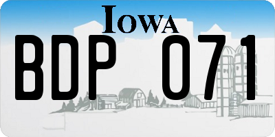 IA license plate BDP071
