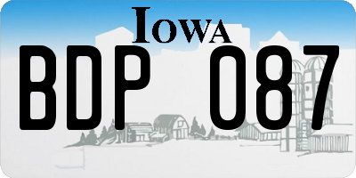 IA license plate BDP087