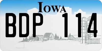 IA license plate BDP114