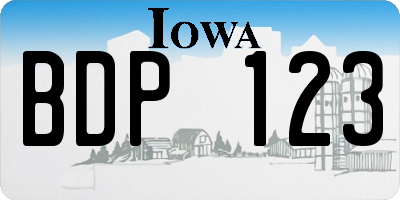 IA license plate BDP123