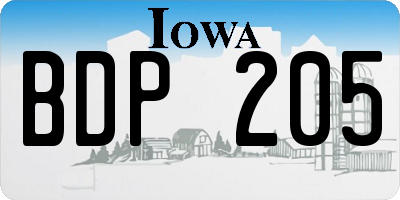 IA license plate BDP205