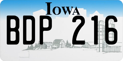 IA license plate BDP216