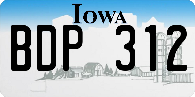 IA license plate BDP312