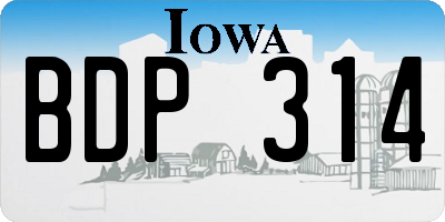 IA license plate BDP314
