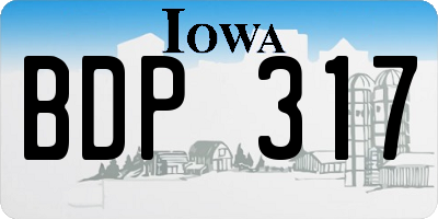 IA license plate BDP317