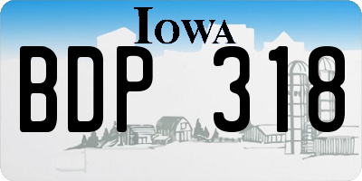 IA license plate BDP318