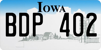 IA license plate BDP402