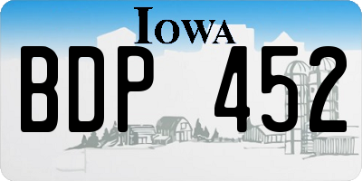 IA license plate BDP452
