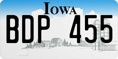IA license plate BDP455