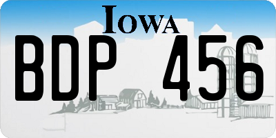 IA license plate BDP456