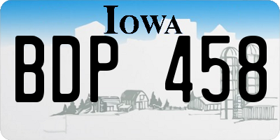 IA license plate BDP458