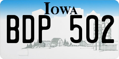 IA license plate BDP502