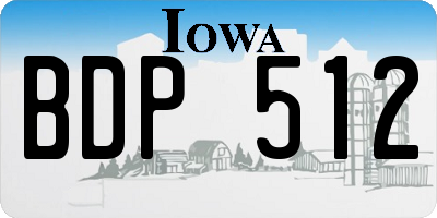 IA license plate BDP512